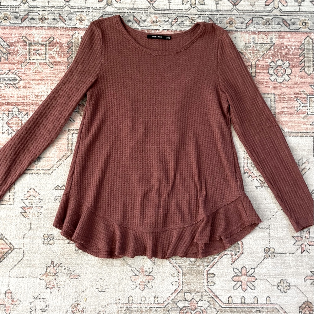 Boutique Ruffle Sweater- Mauve Small